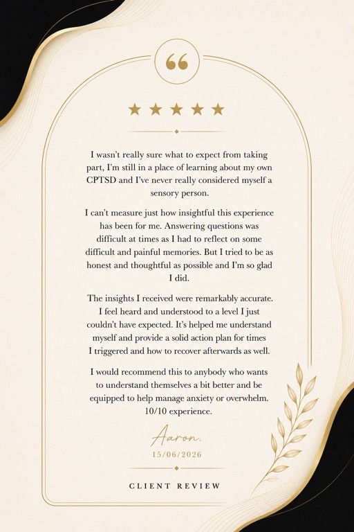 Five-star client review from Aaron: A Personal Sensory Mapping Experience