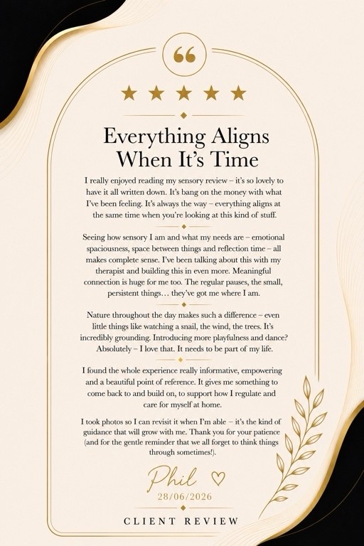 Five-star client review from Phil: Everything Aligns When It’s Time